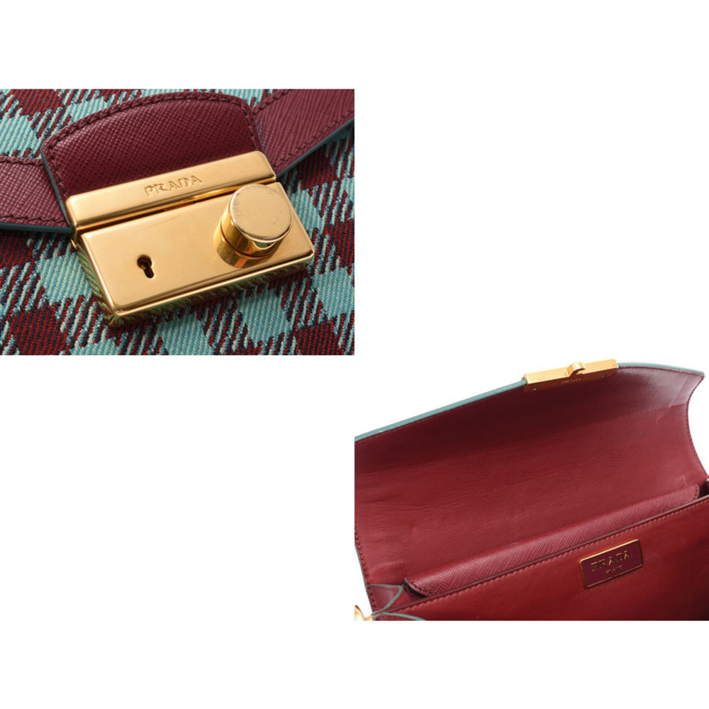 Prada Bag Bordeaux Green Jacquard Purple Saffiano - Picture 8 of 11